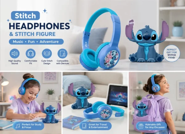 Volkano Disney - Stitch Soft Touch Light with Bluetooth Headphone Combo