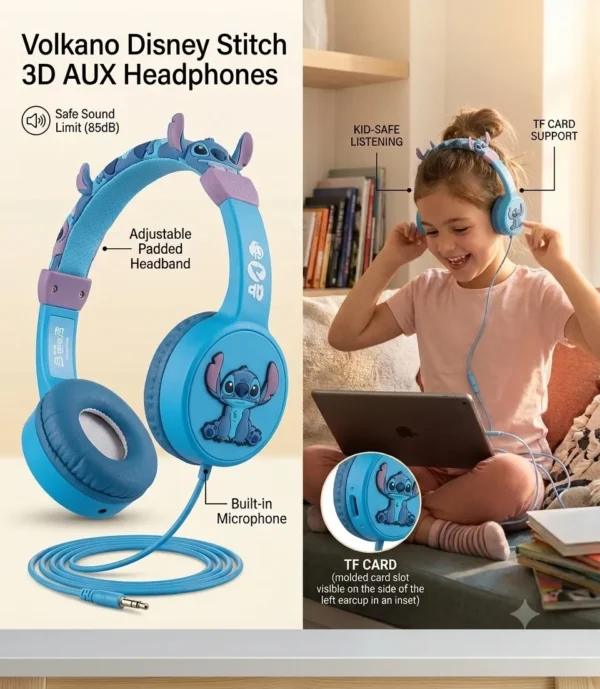 Volkano Disney - Stitch 3D Auxiliary Headphones