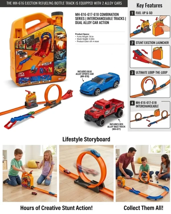 MH-616 The Ejection Refueling Bottle Track Is Equipped With 2 Alloy Cars MH-616-617-618